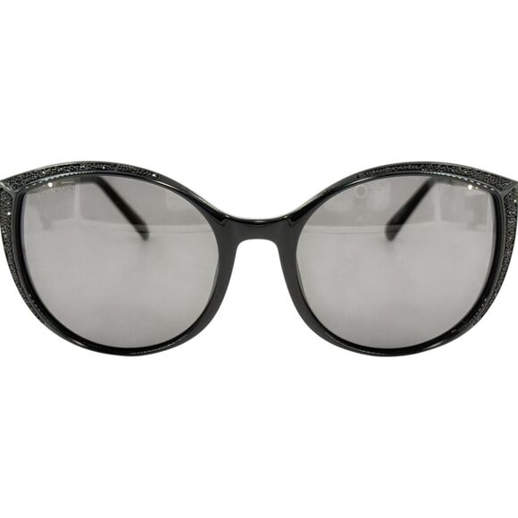 Swarovski SK0168 Womens Plastic Sunglass 01A Shiny Black 55-19 w Gray Lenses - Picture 3 of 5